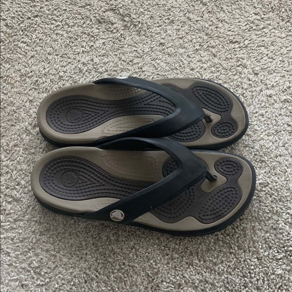 Black and Gray Flip Flops men 9 women’s 11